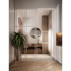 White sliding door with...