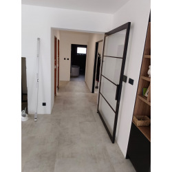 Glass pivot steel interior...