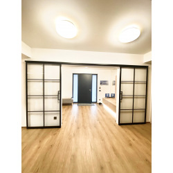 Steel sliding door with...