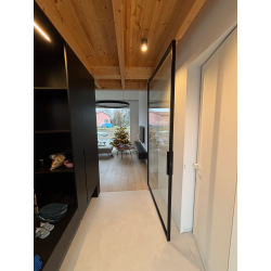 Glass pivot steel interior...