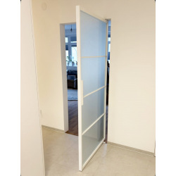 Glass pivot steel interior...