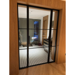 Interior door with fixed...