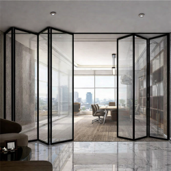 Black folding door made of...