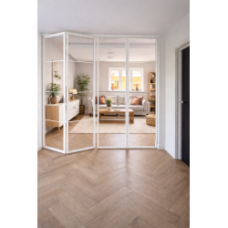 Black folding door made of...