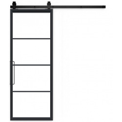 Metal industrial doors with glass 4D