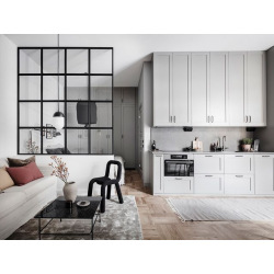 Steel industrial interior partition with glass